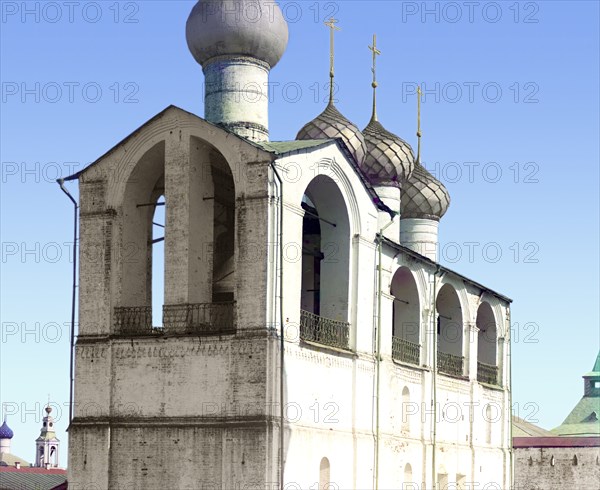 Bell tower of the Kremlin (built by Metropolitan Iona), Rostov Velikii, 1911. Creator: Sergey Mikhaylovich Prokudin-Gorsky.