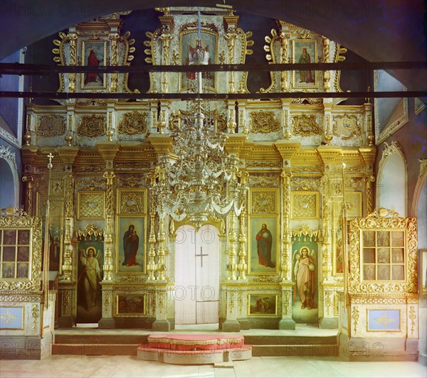 Iconostasis in Trinity Cathedral in the city of Ialutorovsk, 1912. Creator: Sergey Mikhaylovich Prokudin-Gorsky.