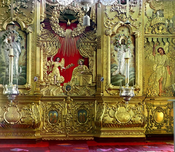 Iconostasis of the Church of Saint Nicholas the Wonder Worker, Rostov Velikii, 1911. Creator: Sergey Mikhaylovich Prokudin-Gorsky.