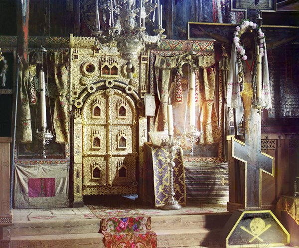 Iconostasis in the Church of Saint John the Theologian, Rostov Velikii, 1911. Creator: Sergey Mikhaylovich Prokudin-Gorsky.