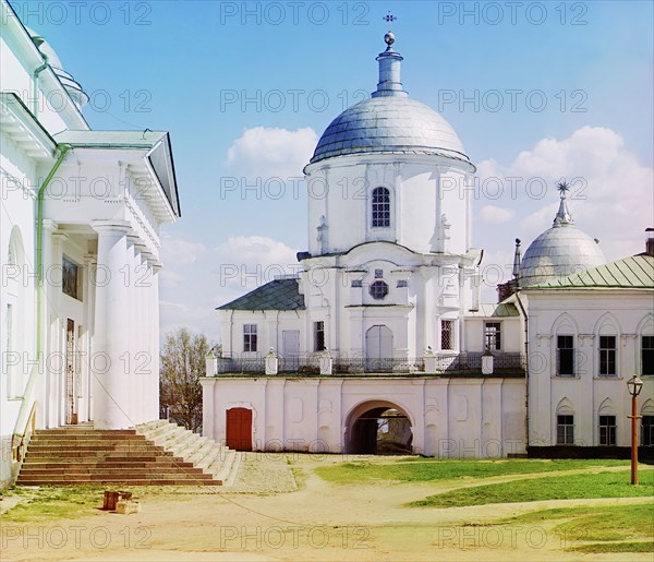 Gateway into Nil's Hermitage [St Nil Stolbensky Monastery, Lake Seliger], 1910. Creator: Sergey Mikhaylovich Prokudin-Gorsky.