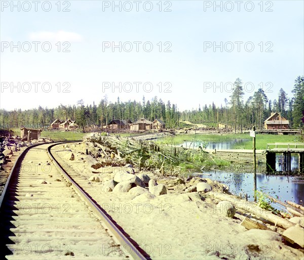 Segezh Station; general view, 1915. Creator: Sergey Mikhaylovich Prokudin-Gorsky.