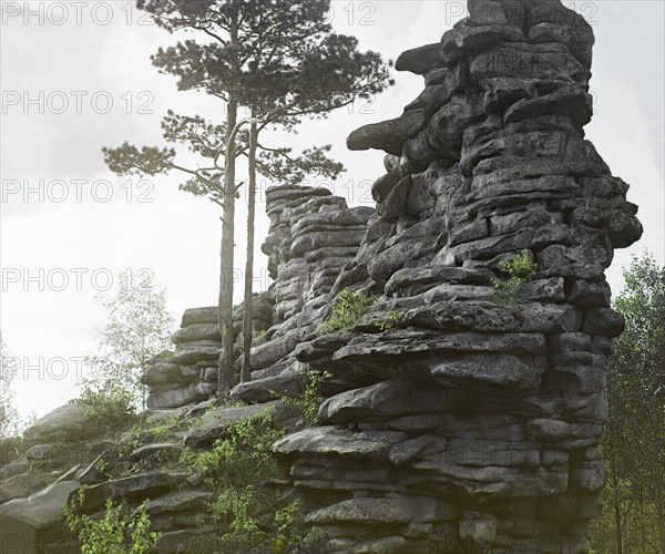 Chertovo Gorodishche [rock formation], 1910. Creator: Sergey Mikhaylovich Prokudin-Gorsky.