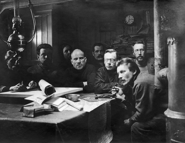 In the Mess-Room of the Ship "Saint Martyr Foka", 1913. Creator: Unknown.