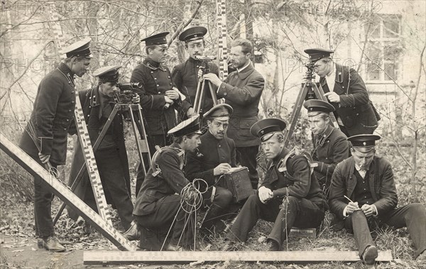 4th grade students of the Irkutsk Mining School with a teacher, 1914. Creator: Unknown.