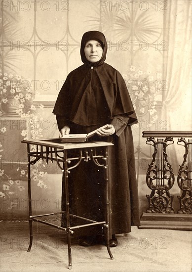 A Nun of Pomorskii-Pocrovskii Convent on the Upper Reaches of the Uba River, 1910. Creator: Unknown.