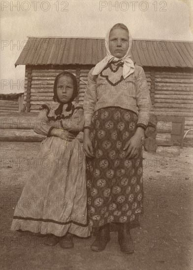 Teenage girls in festive dresses, 1912. Creator: Unknown.