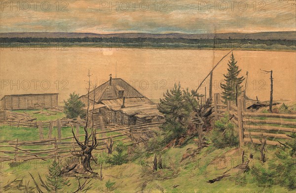 House on the river bank, 1921. Creator: Dmitrii Innokent'evich Karatanov.