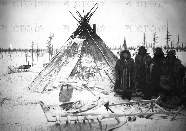 A group of Dolgans of the Yenisei province at the tent, 1925. Creator: Unknown.