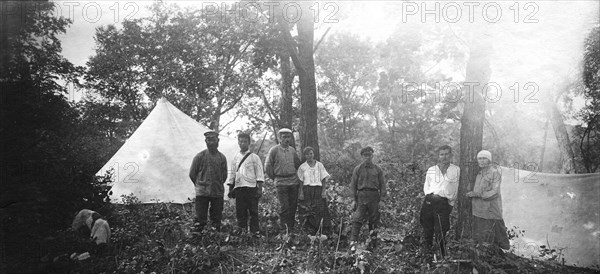 Members of an Expedition at Base Camp, 1920-1929. Creator: Mikhail Alekseevich Pavlov.