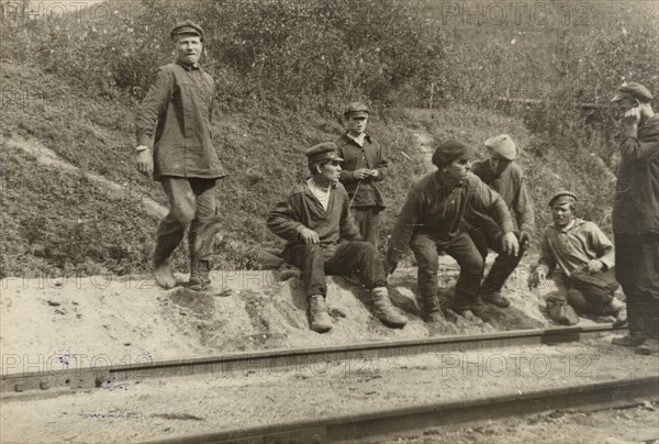 Obluchye station - Local residents near the expedition carriage, 1929. Creator: Unknown.