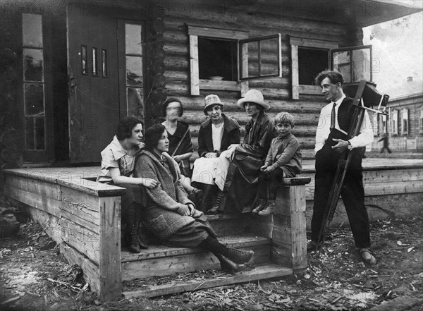 Colonists Khelgut and Iva with a Group of Russian Teachers, 1927. Creator: Unknown.