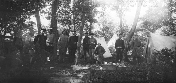 Mikhail Alekseevich Pavlov with Members of an Expedition at Base Camp, 1920-1929. Creator: Unknown.