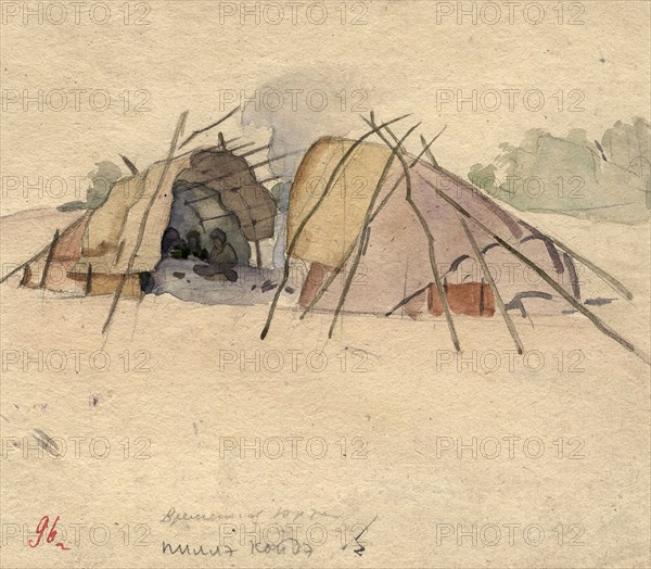 A yurt of two halves. Selkups, 1920. Creator: A. G. Vargin.