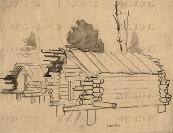 Storehouses, Selkups, 1920. Creator: A. G. Vargin.