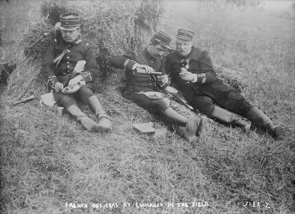 French Officers at luncheon in the field, between c1914 and c1915. Creator: Bain News Service.
