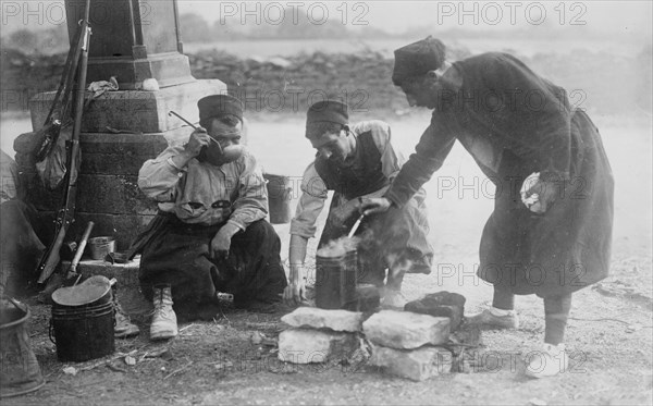 French Zouaves getting a drink, between c1914 and c1915. Creator: Bain News Service.