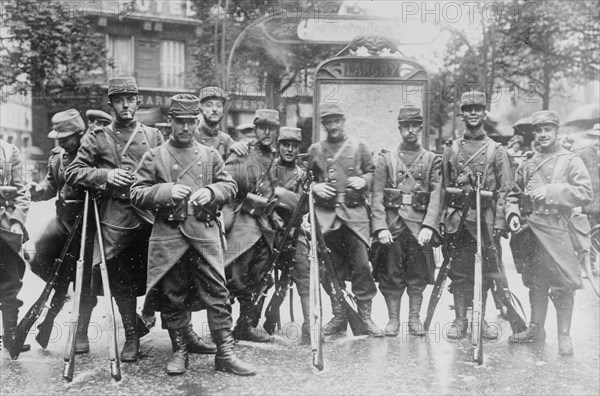 Guarding subway entrance, Paris, between c1914 and c1915. Creator: Bain News Service.