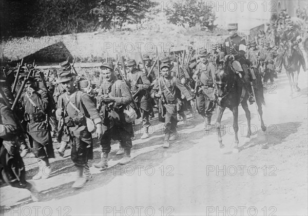 French troops on march, between c1914 and c1915. Creator: Bain News Service.