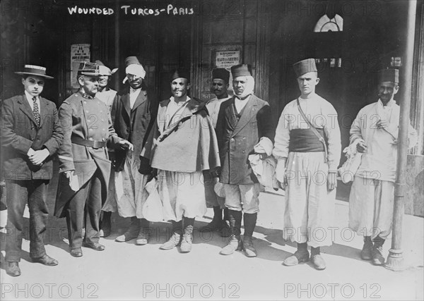 Wounded Turcos in Paris, 1914. Creator: Bain News Service.