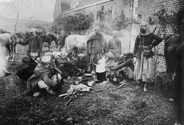 Spahis in camp at Arsy after battle, 1914. Creator: Bain News Service.