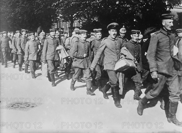 German wounded, recovered, returning singing to the front, between c1914 and c1915. Creator: Bain News Service.