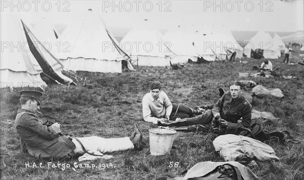 Recruits, Aldershot, H.A.C. Fargo Camp. 1914, 1914. Creator: Bain News Service.