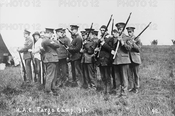 Recruits, Aldershot, H.A.C. Fargo Camp. 1914, 1914. Creator: Bain News Service.