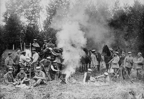 Germans cooking near firing line, North Sea Coast, between c1914 and c1915. Creator: Bain News Service.