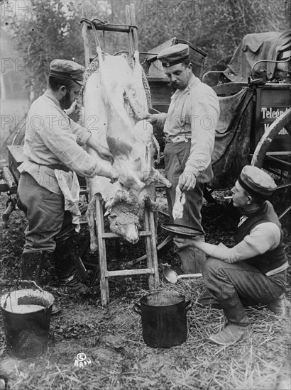 Field butcher on firing line, North Sea Coast, between 1914 and 1918. Creator: Bain News Service.