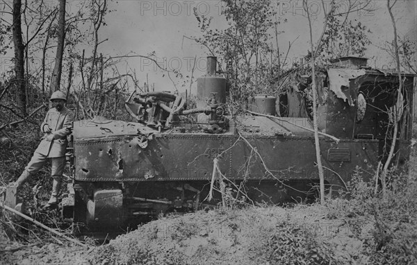 German locomotive in the Somme damaged by French shells, between c1915 and c1920. Creator: Bain News Service.