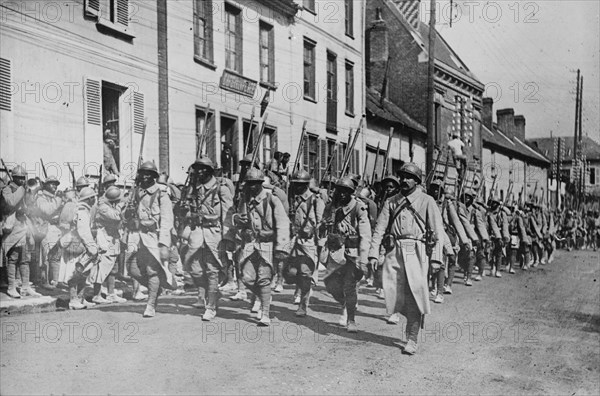 Senegalese troops in France, between 1914 and 1918. Creator: Bain News Service.
