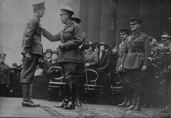 King George confers decorations, 1917. Creator: Bain News Service.