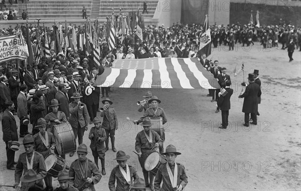 Italians marching into stadium, 23 Jun 1917. Creator: Bain News Service.
