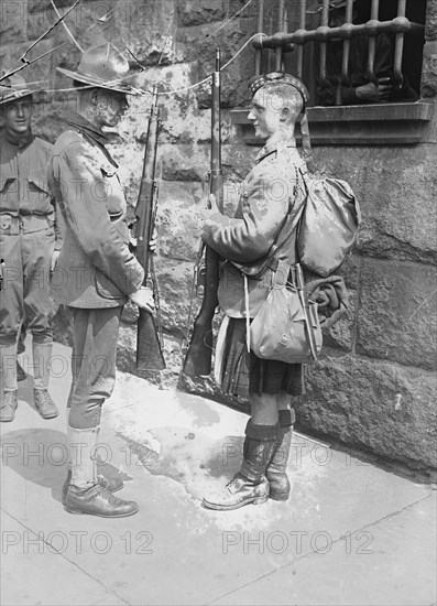 U.S. soldier & Canadian "Kiltie", 16 Jul 1917. Creator: Bain News Service.
