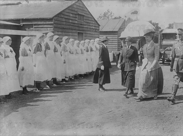 Queen Mary visits ambulance corps, 6 Jul 1917. Creator: Bain News Service.