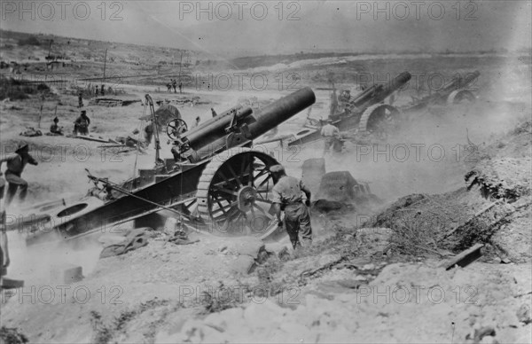 British guns bombard Germans, Aug 1916. Creator: Bain News Service.