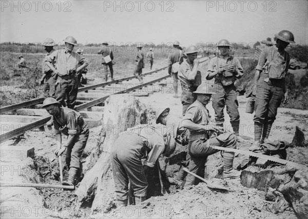 British building railroad, 28 Jul 1917. Creator: Bain News Service.