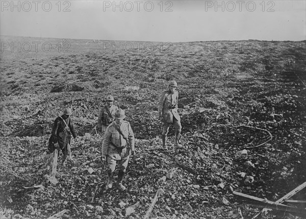 Chaplain & stretcher bearers, France, 27 Aug 1917. Creator: Bain News Service.