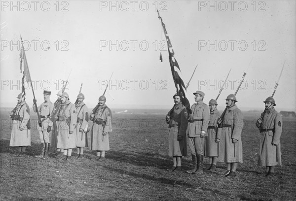 Lufberry at Guynemer Memorial, 1917 or 1918. Creator: Bain News Service.