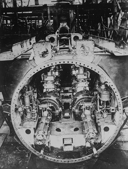 Inside of German Submarine, 1914 or 1915. Creator: Bain News Service.