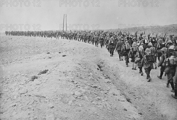 Champagne, troops leaving for front, between c1915 and 1918. Creator: Bain News Service.