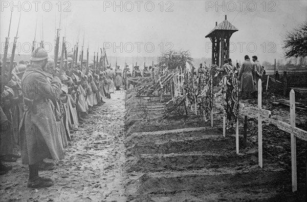 Burying French officer at front, 31 Jan 1918. Creator: Bain News Service.