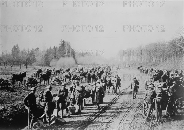 Americans going to front, Feb 1918. Creator: Bain News Service.