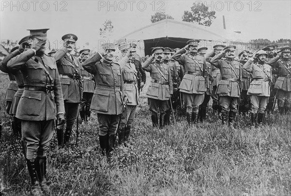 Belgians salute U.S. flag, 4 July 1918. Creator: Bain News Service.