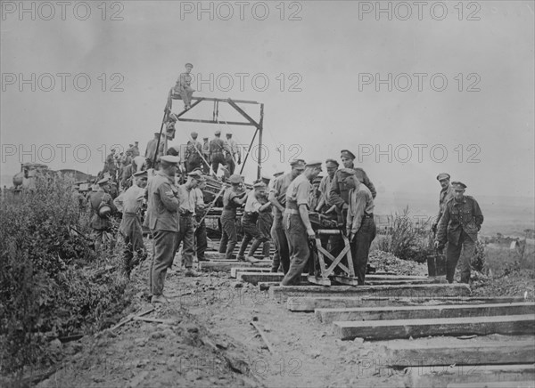 R.R. follows British advance, 31 Oct 1918. Creator: Bain News Service.