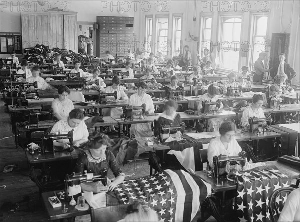 Flag shop, Navy Yard, 1917. Creator: Bain News Service.