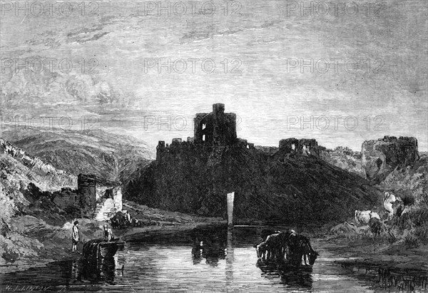 Norham Castle, from the photographed edition of the "Liber Studiorum", by J. M. W. Turner, 1864. Creator: W. J. Linton.