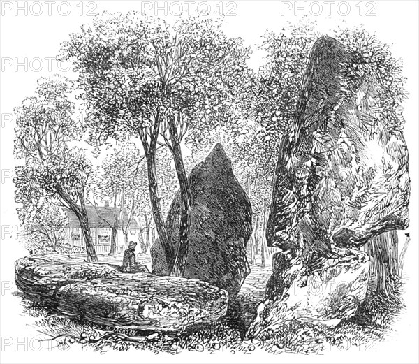 The British Association at Bath: Druidical stones in an orchard at Stanton Drew, 1864. Creator: Unknown.