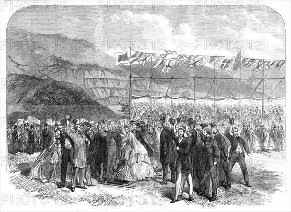 Cutting the first turf of the Carnarvon and Llanberis Railway, 1864. Creator: Unknown.